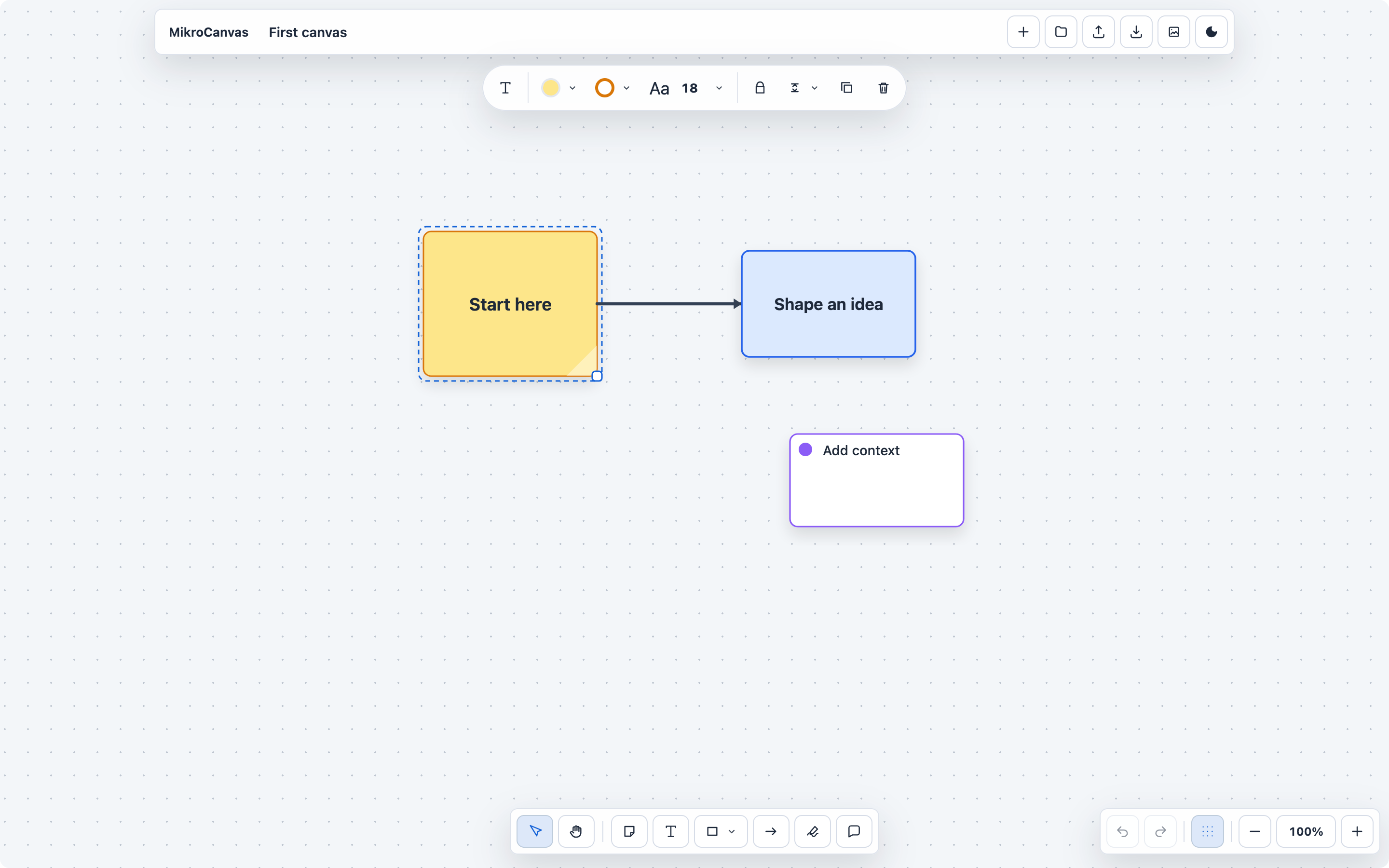 MikroCanvas interface screenshot