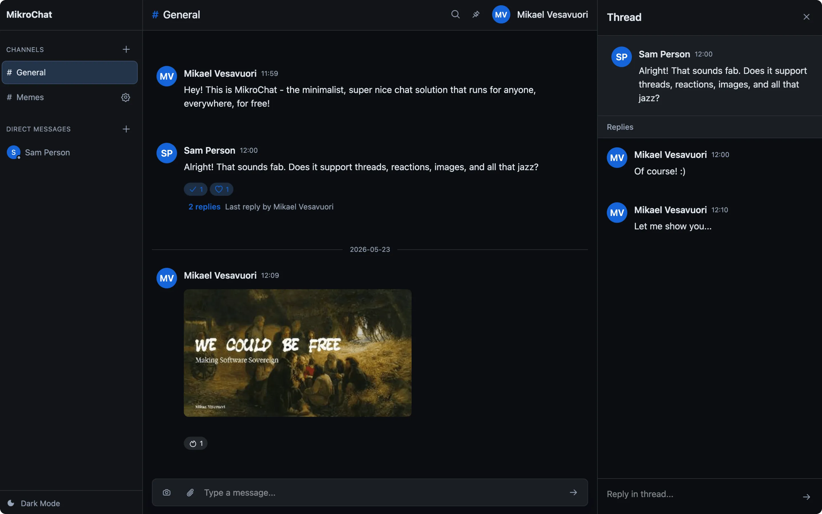 MikroChat product view